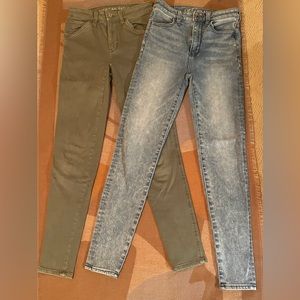 American Eagle Super Stretch Hi Rise Jeggings, 0 Blue & Green Lot